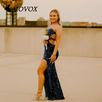 AIOVOX Promenadzie Suknelė Paprasta China Iškirpti Atgal Vakare Gown Elegantiškas Brangioji Undinė Grindų ilgis Vestido De Noche Moterims - Nuotrauka 1  