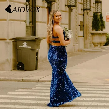 AIOVOX Promenadzie Suknelė Paprasta China Iškirpti Atgal Vakare Gown Elegantiškas Brangioji Undinė Grindų ilgis Vestido De Noche Moterims - Nuotrauka 2  