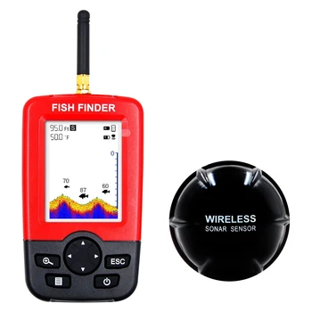 Nešiojamų Žuvų Ieškiklis Spalvotas LCD Ekranas, Belaidis Echolotai Jutiklis Fishfinder Gylis Ieškiklis su Vandens Temperatūra Žvejybos Įrankį - Nuotrauka 1  