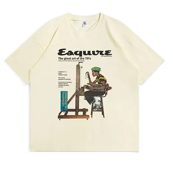 Juokinga, Print T Shirt Vyrams, Moterims, Negabaritinių Medvilnės Unisex Patogūs marškinėliai Hip-Hop, Rokas Prarasti Atsitiktinis Tees Viršūnes Harajuku Streetwear - Nuotrauka 1  