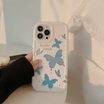 Retro Star drugelis lazerio meno skaidrus Telefono dėklas Skirtas iPhone 14 13 12 11 Pro Max 14Plus Atveju Mielas Saldus Animacinių filmų Prabanga Dangtis - Nuotrauka 1  