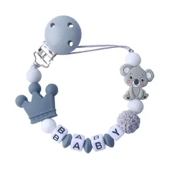 1~8PCS Kūdikiui Kramtyti Karoliukai Koala Animacinių filmų Silikoninis Žindukas Grandinės vaiko Žaislas Saugus Kūdikių Maisto Klasės Molinis Apyrankę Žindukas Įrašą - Nuotrauka 2  