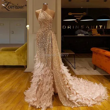 Turtinga Plunksnų Vakarinę Suknelę Saudo Arabų Blizgučiai Šalis Suknelės Vestuvėms 2019 Chalatas De Soiree Dubajaus Moterų Ilgai Prom Dresses - Nuotrauka 2  