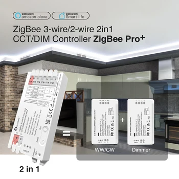 GLEDOPTO ZigBee 3.0 Pro+ WWCW 2 in 1 BMT Dimeris LED Šviesos Juostelės Valdytojas 12A Max H/ue Alexa Jaukus Tuya Smart Gyvenimo APP Kontrolės - Nuotrauka 1  