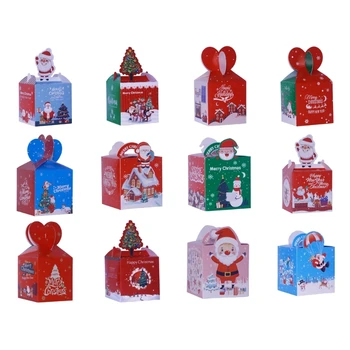 10 Vnt Kalėdų Slapukas Dovanų Dėžutės Spurga Cupcake Saldainiai Gydyti Langelį Dovanų Pakavimas Kalėdinių Šalies Naudai, Popieriaus Dėžės - Nuotrauka 1  