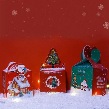 10 Vnt Kalėdų Slapukas Dovanų Dėžutės Spurga Cupcake Saldainiai Gydyti Langelį Dovanų Pakavimas Kalėdinių Šalies Naudai, Popieriaus Dėžės - Nuotrauka 2  