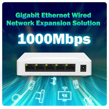 PIX-LINK GS05 Tinklo Jungiklis 5 Port 10/100/1000Mbps Gigabit Ethernet Tinklo Jungiklio Adapteris Greitai RJ45 Ethernet Switcher LAN Hub - Nuotrauka 2  