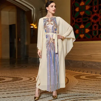 Dubajaus Prabanga Suknelė Moterims Elegantiškas Blizgančiais Vakarienę Ilgos Suknelės Atsitiktinis Musulmonų Moteris Vestidos Chalatas De Soirée Sirene Longue - Nuotrauka 1  