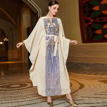 Dubajaus Prabanga Suknelė Moterims Elegantiškas Blizgančiais Vakarienę Ilgos Suknelės Atsitiktinis Musulmonų Moteris Vestidos Chalatas De Soirée Sirene Longue - Nuotrauka 2  