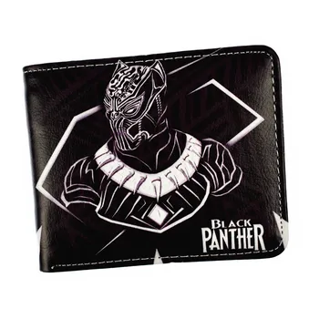Marvel Herojus Black Panther Trumpas Aplankai Su Kredito Kortelės Turėtojas Monetų Kišenėje - Nuotrauka 1  