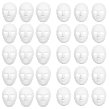30 Pack 2 Dydžių Popieriaus Mache Kaukės Kurti Meninius Projektus Nuo Sienų Dekoracijas, Teatro Ir Helovinas Kostiumai - Nuotrauka 1  