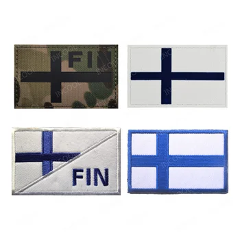 Išsiuvinėti PVC Gumos Pleistras Suomijos Vėliava Nacionalinės FIN Suomi Šaligatvio Pleistrai Taktinių Kariuomenės Emblema Appliqued Dekoratyvinis Ženkliukai - Nuotrauka 1  