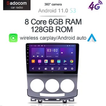 IPS 360 Panoraminis Fotoaparatas Carplay 6G+128G Android 11.0 Automobilio DVD Grotuvas GPS WIFI Bluetooth 5.0 RDS Radijo Mazda 5 2005 - 2010 m. - Nuotrauka 1  